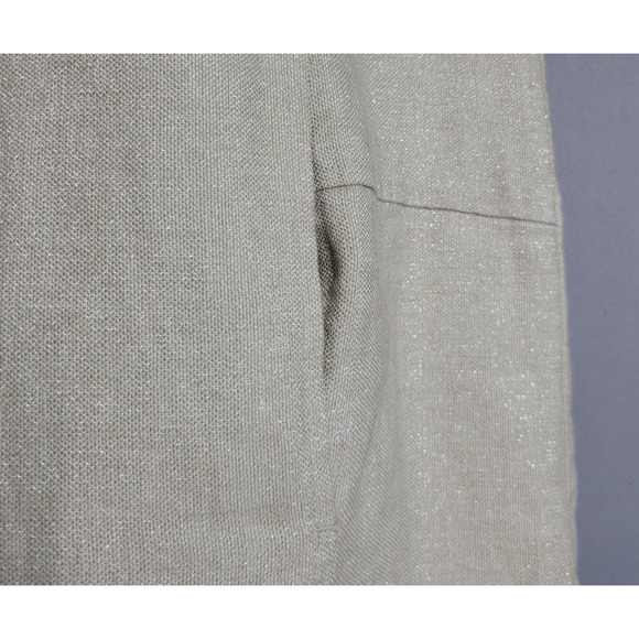 Eileen Fisher Dress Womens Large Beige Metallic Organic Linen Shift Lagenlook - Picture 6 of 14